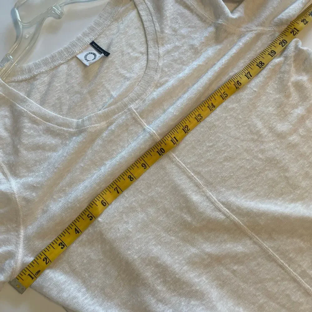 Anthropologie Akemi + Kin Ezri Asymmetrical Tunic Womens Large Ivory Burnout Top - Picture 8 of 9